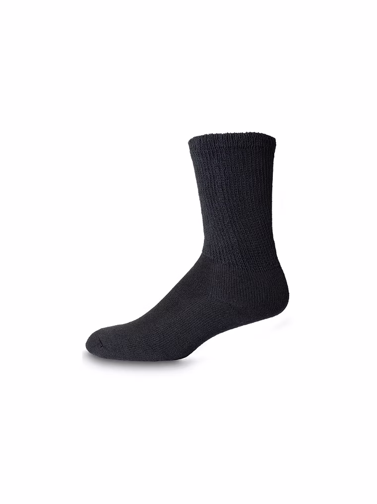 Crew Black Comfort Fit Cotton Socks with Terry Padding (Men's)