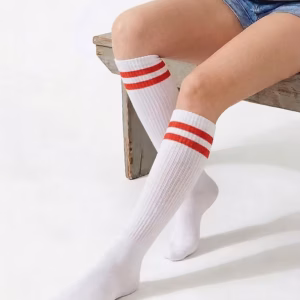 Red Retro Tube Socks 24 inch (Women's)